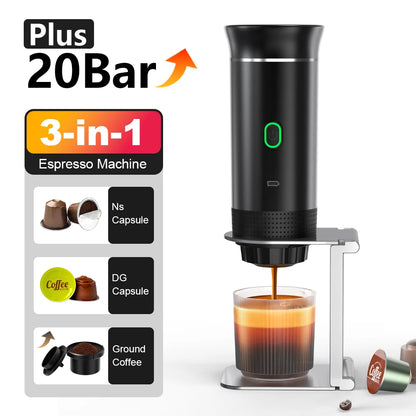 Wireless Electric Portable Hot/Cold Espresso Coffee Machine with Foldable Support Stand