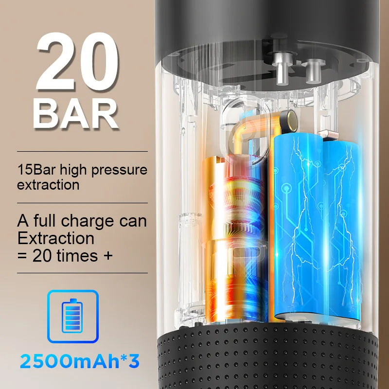 Wireless Electric Portable Hot/Cold Espresso Coffee Machine with Foldable Support Stand